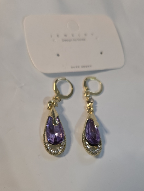 Fashion Jewelry Jewelry - Fashion Jewelry Gold Drop Earrings with Purple Stones ☆